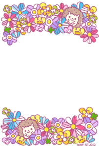 お花とハリネズミのカード01