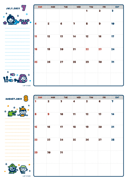 2021年07-08月カレンダー