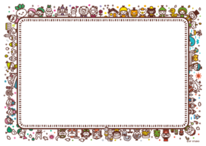 世界のおはなしイラストフレーム03・茶・ヨコ