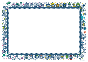 世界のおはなしイラストフレーム03・青・ヨコ